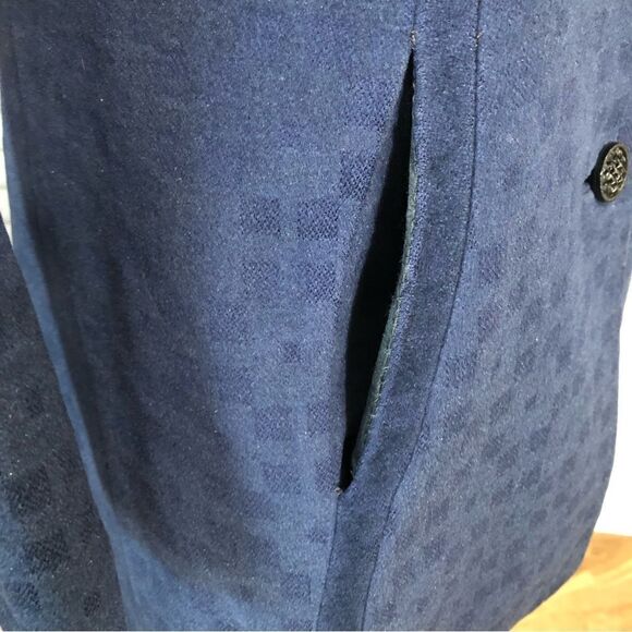 Vintage 90s Y2K Navy Blue Cotton Blend Pea Coat - Medium - Picture 3 of 8